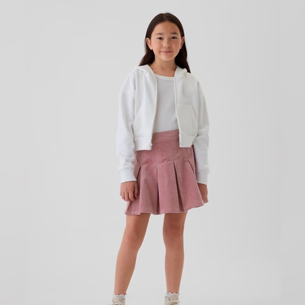 NWT GAP Kids Pink Corduroy Pleated Skirt